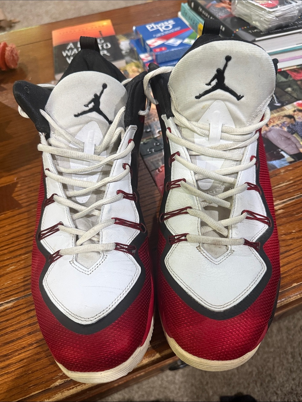 Jordan White and Red Basketball Sneakers Jordan Super.Fly 3 size 12